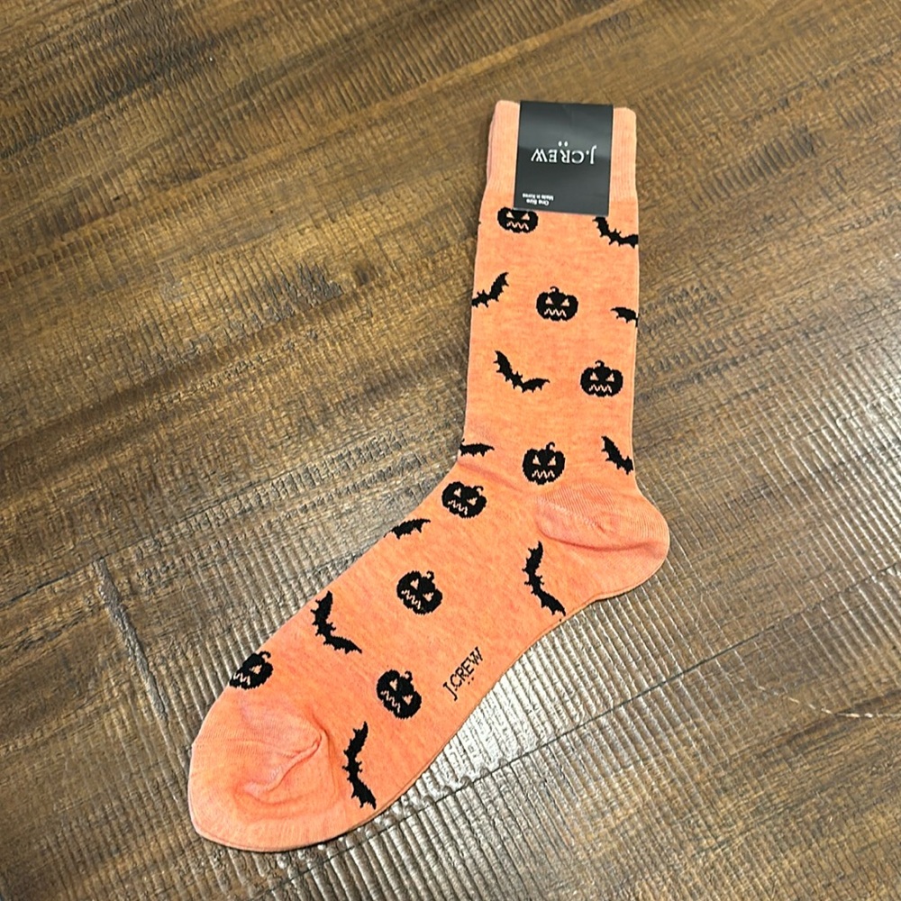 J.Crew Men's Fall Theme Pumpkin Halloween Trouser Socks One Size NWT
